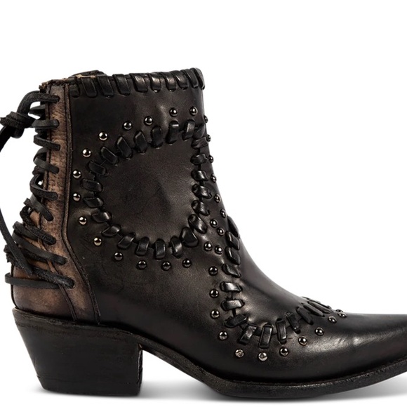 NWT FREEBIRD Walker Black Leather Whip Lace Bootie |Size 6/7 👢see recomm… - Picture 3 of 8